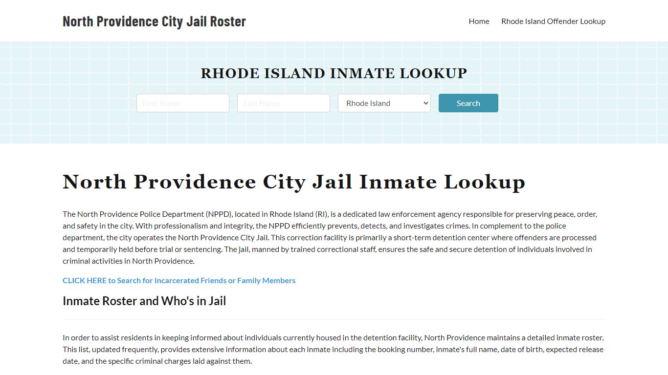 North Providence Police Department & City Jail, RI Inmate Roster ...