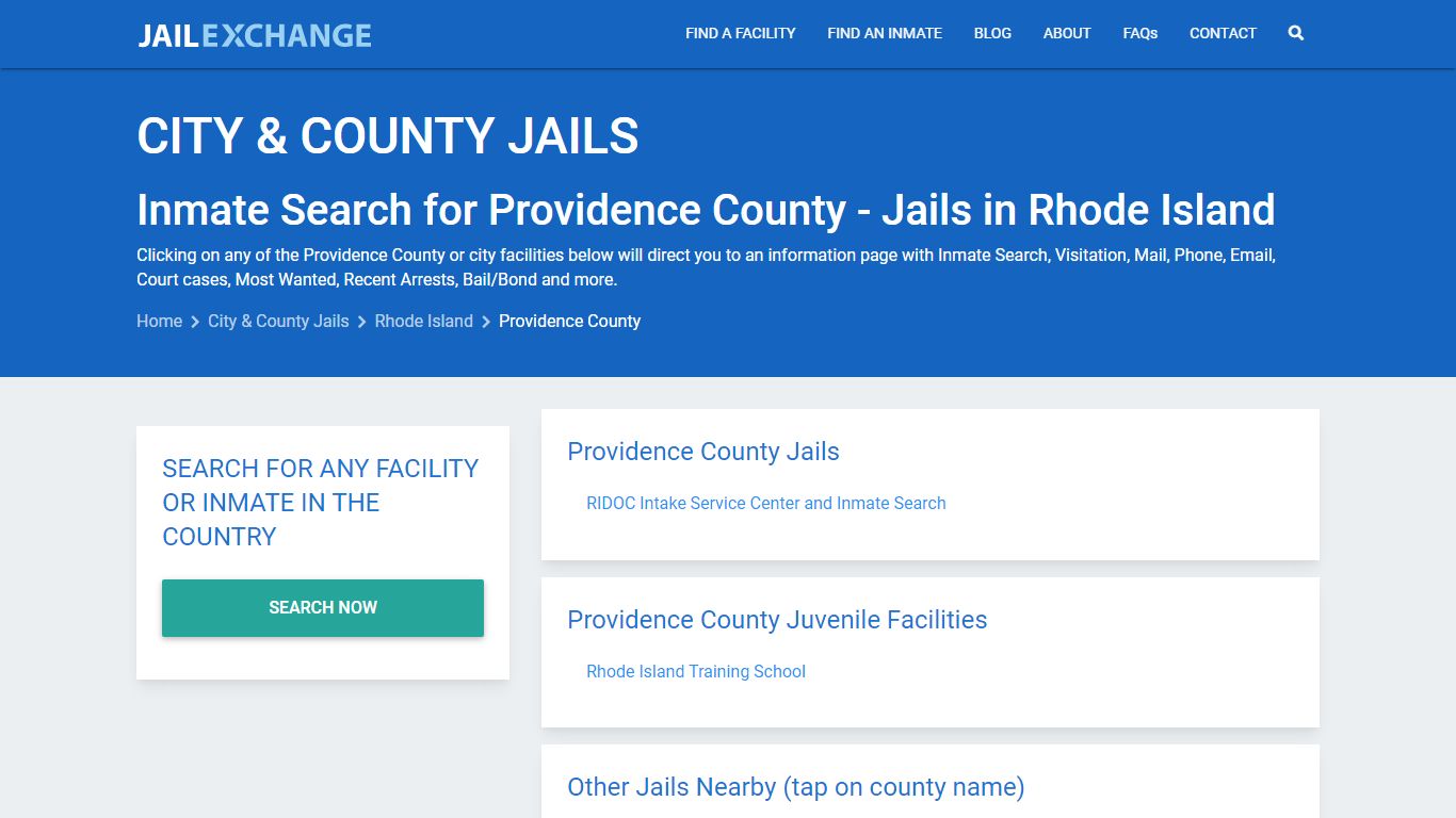 Inmate Search for Providence County | Jails in Rhode Island - Jail Exchange